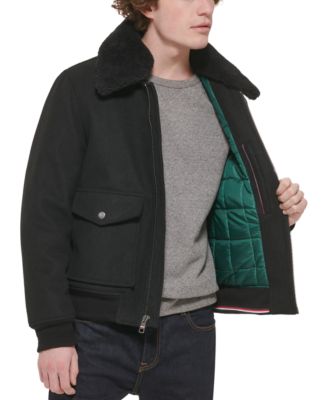 Men's Faux-Fur-Collar Bomber Jacket