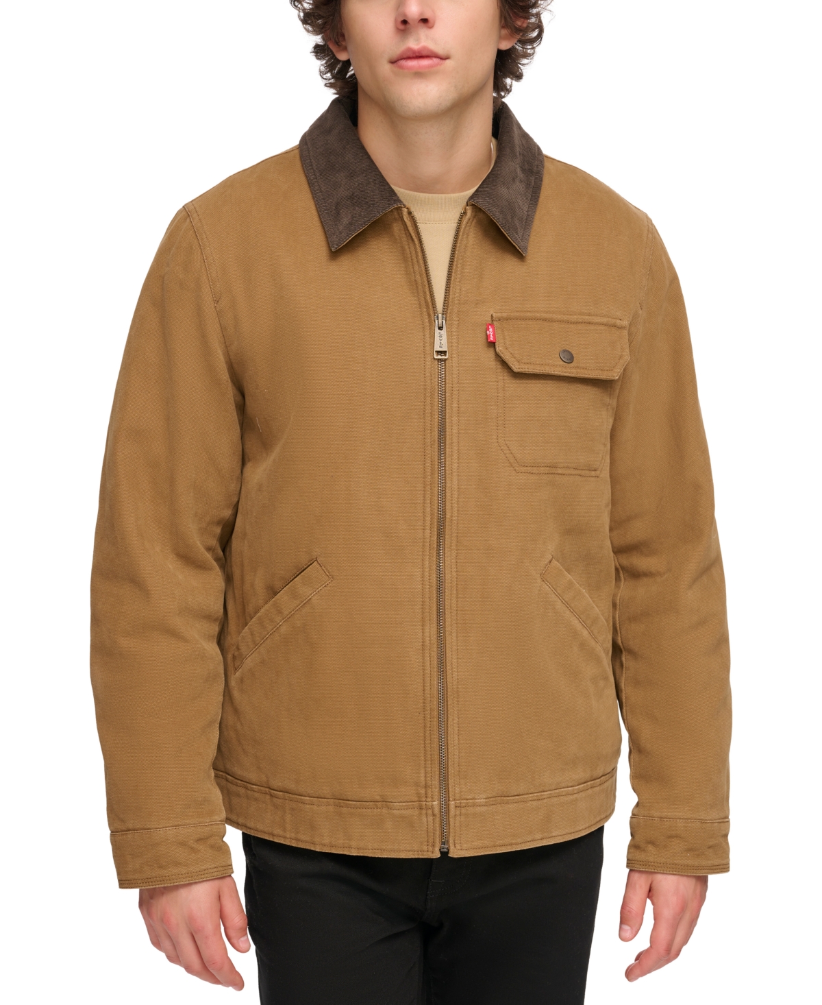 Levi's Â Men's Plaid-lined Canvas Utility Jacket In Brown