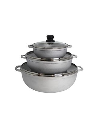 Imusa 3 Piece cooking pots sets Aluminum kitchen Cookware Dutch