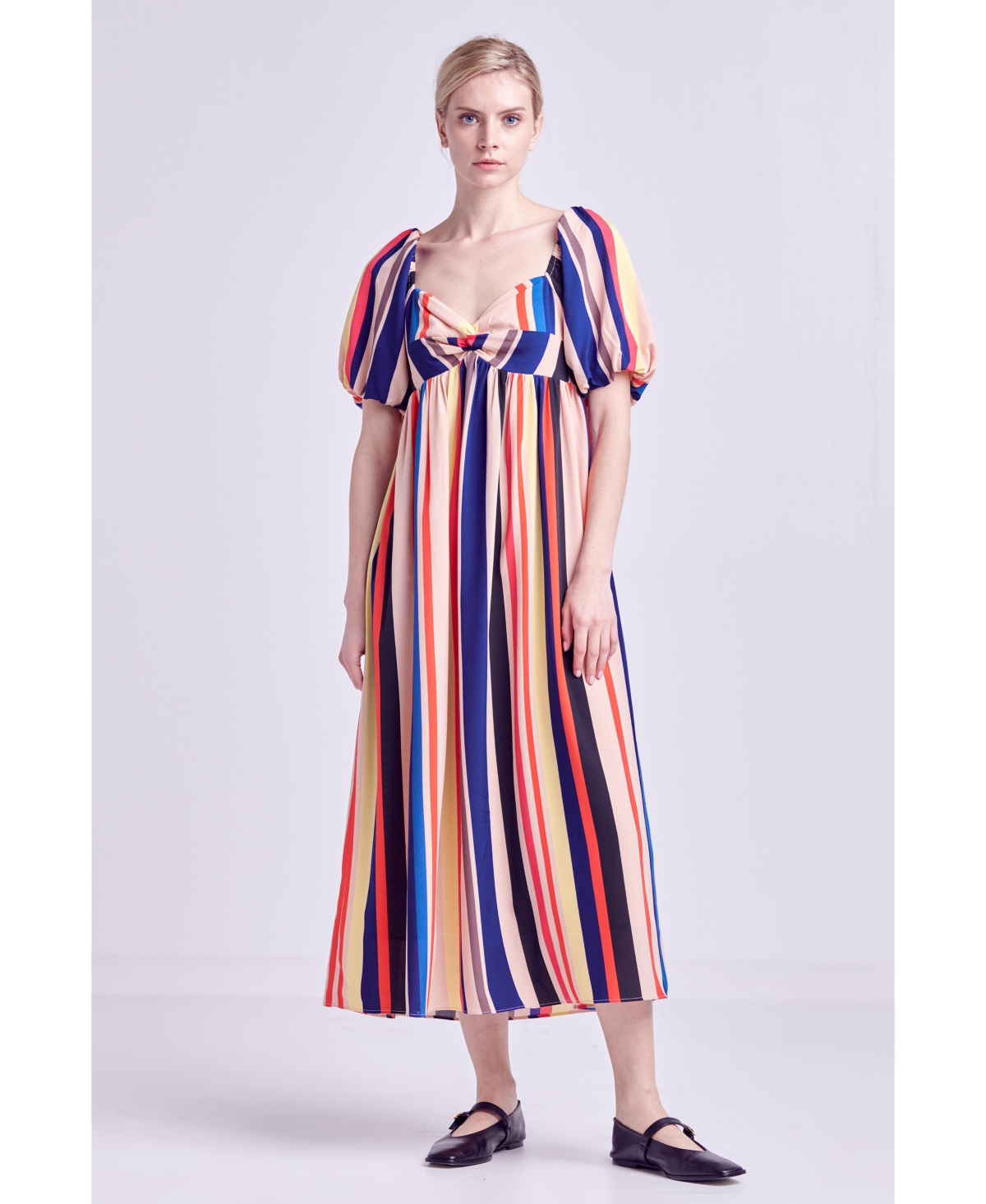 Women's Multi Color Stripe Maxi Dress - Multi