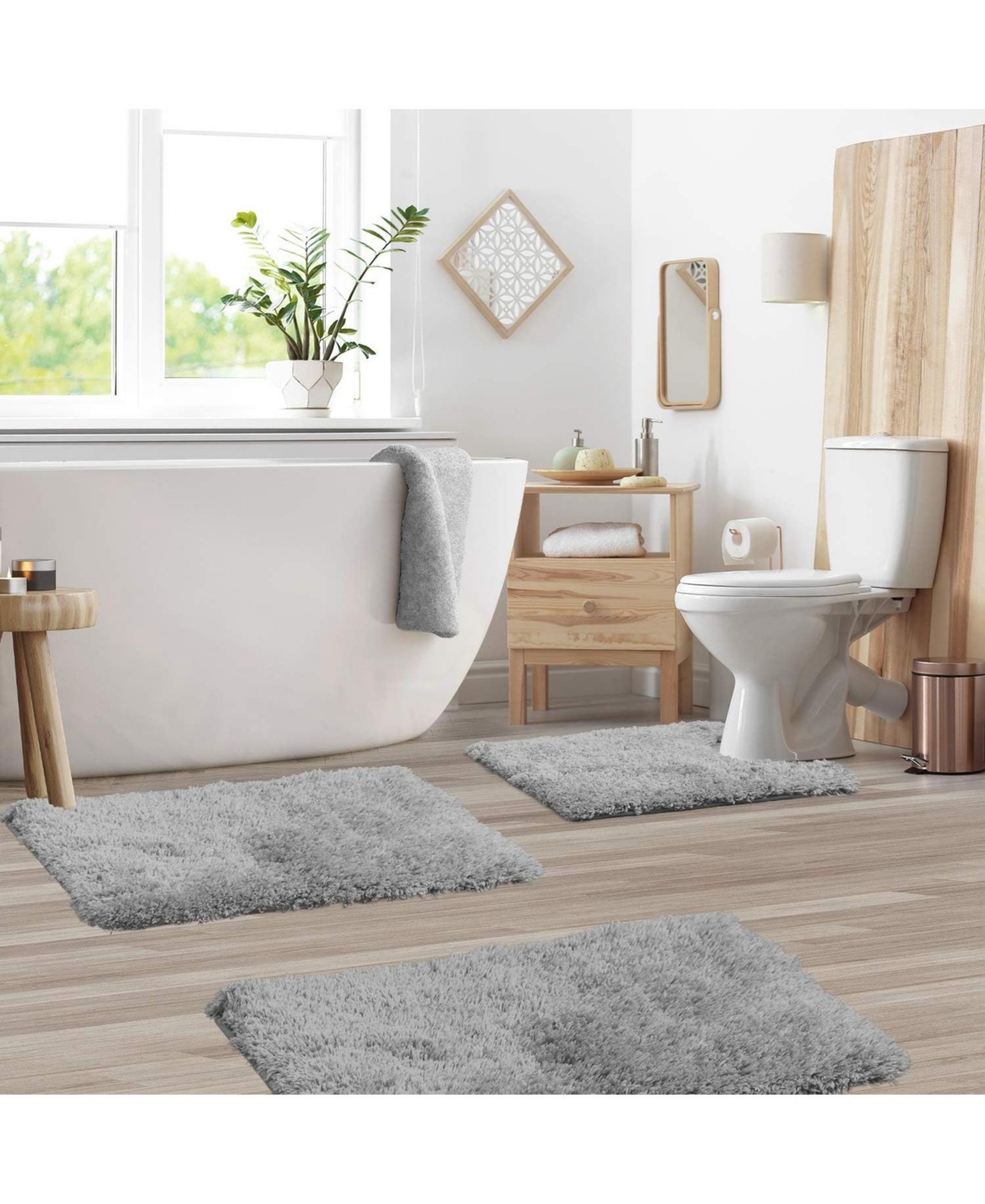 Clara Clark Ultra Soft Non Slip Shaggy Bath Rug - Small, Medium & Contour