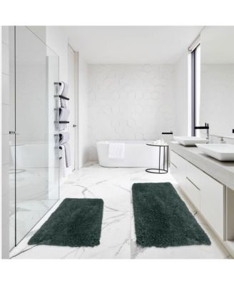 Ultra Soft Non Slip Shaggy 2 Piece Bath Rug Set, Small 17x24 & Medium 20x32