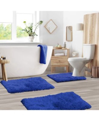 3 Piece Ultra Soft Non Slip Shaggy Bath Rug - Small, Medium & Contour