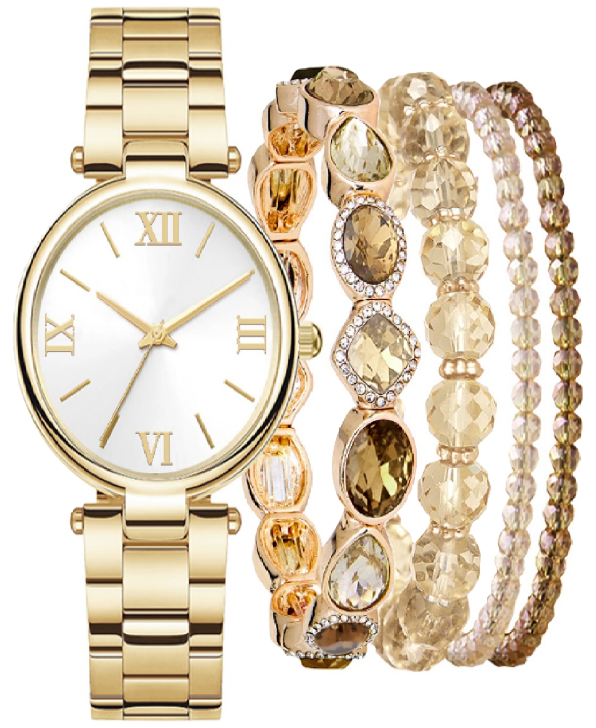 Women's Gold-Tone Bracelet Watch 34mm Gift Set - Gold