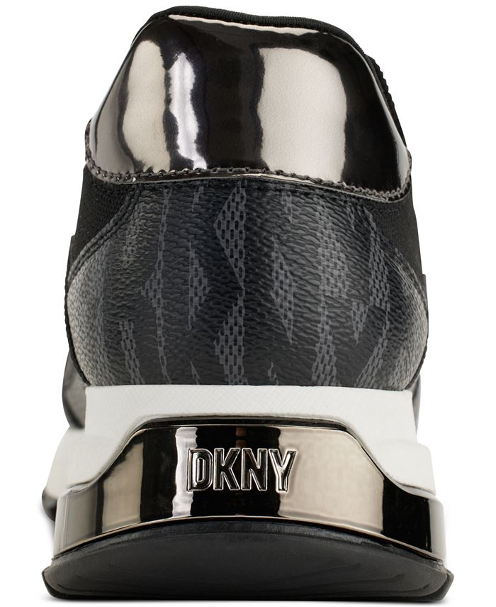 DKNY Women's Fabric Low Top Lace up Fashion Sneakers Black Size 8.5