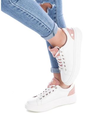 Women's Casual Sneakers By White With Pink Accent