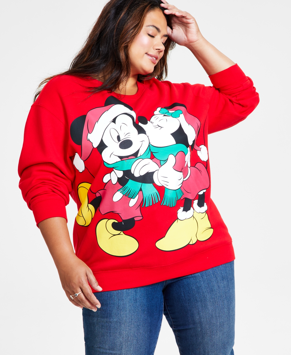 Disney Trendy Plus Size Kissing Minnie & Mickey Sweatshirt