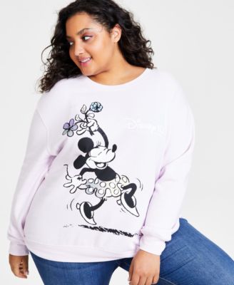 Disney - Trendy Plus Size Laughing Minnie Crewneck Sweatshirt