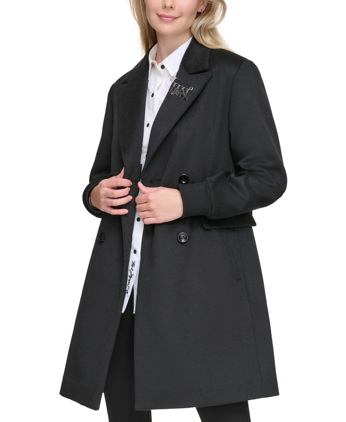 Karl Lagerfeld Women's Double-breasted Reefer Coat In Black