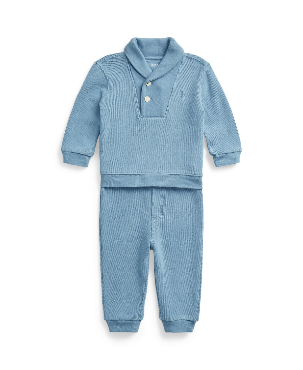 Polo Ralph Lauren Baby Boys Ribbed Cotton Pullover And Pants Set In Channel Blue