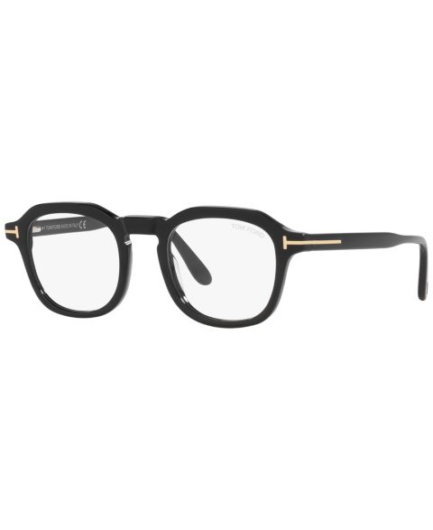 Мужские очки Tom Ford Man Round Plastic FT5836-B Eyeglasses, цвет: Чёрный блестящий