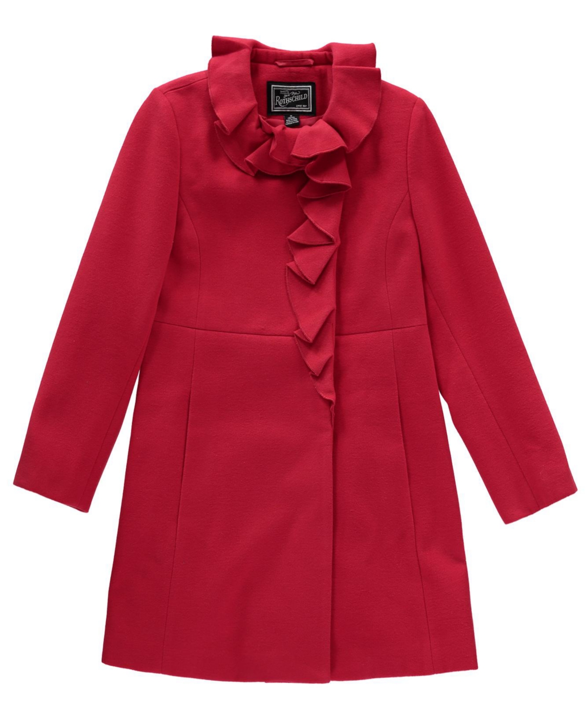 S Rothschild & Co Kids' Big Girls Ruffle Front Dress Coat In Scarlet Red