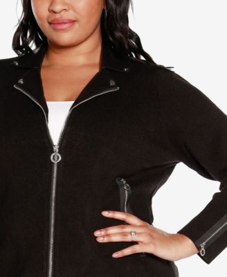 Black Label Plus Size Motorcycle Sweater Jacket