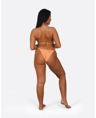 Women's Tangerine Squeeze Tie Side Bikini Bottoms