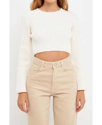売れ筋商品|||イングリッシュファクトリー ニット&セーター アウター レディース Women's Cropped Ribbed Knit Sweater Camel Cropped Ribbed Knit Sweater – English Factory