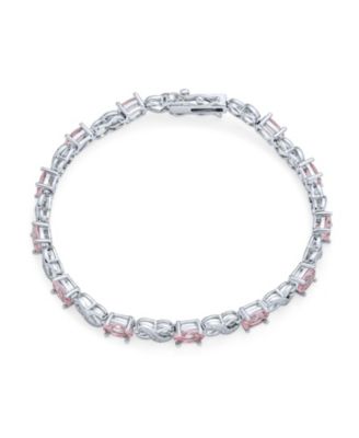 Forever Love Symbol Infinity Tennis Bracelet 9CT Oval Sapphire Blue Cubic Zirconia CZ Silver