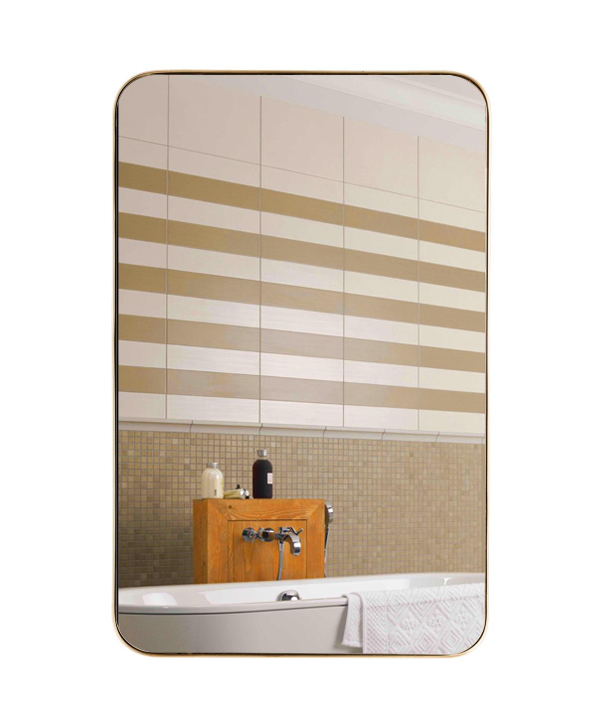 32"x20" Wall-Mounted Rectangle Mirror Metal Frame Bathroom Entryway - Gold