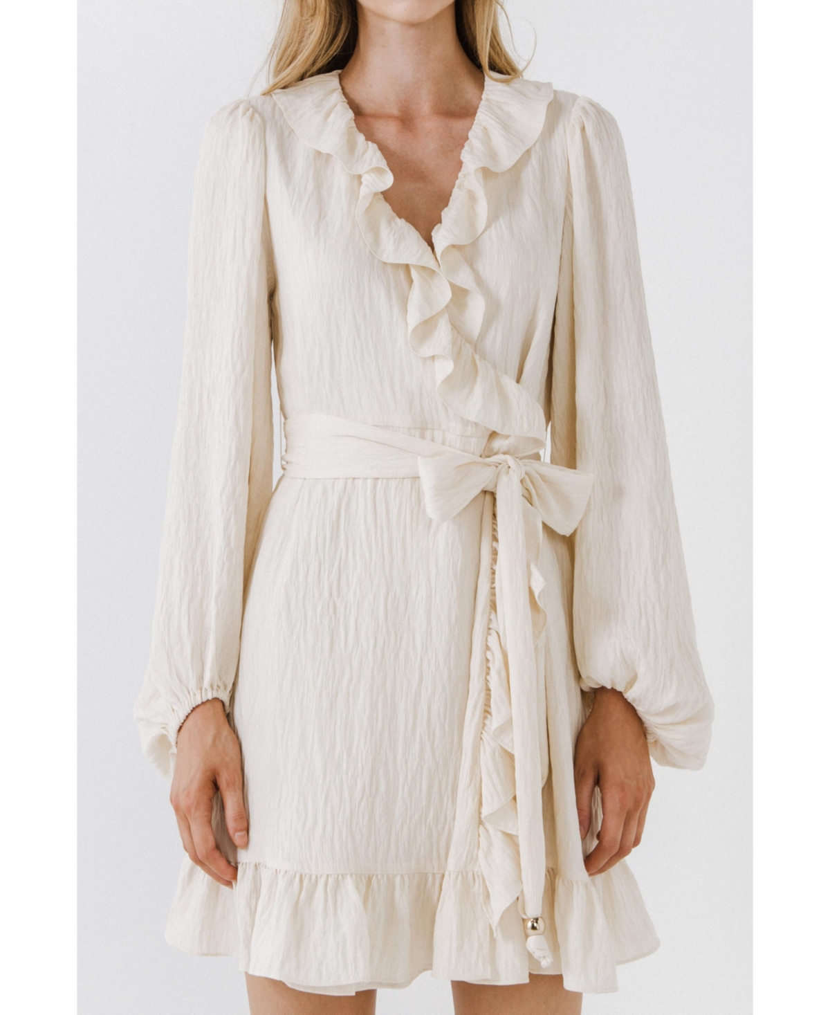 Women's Ruffled Wrap Dress - Ivory
