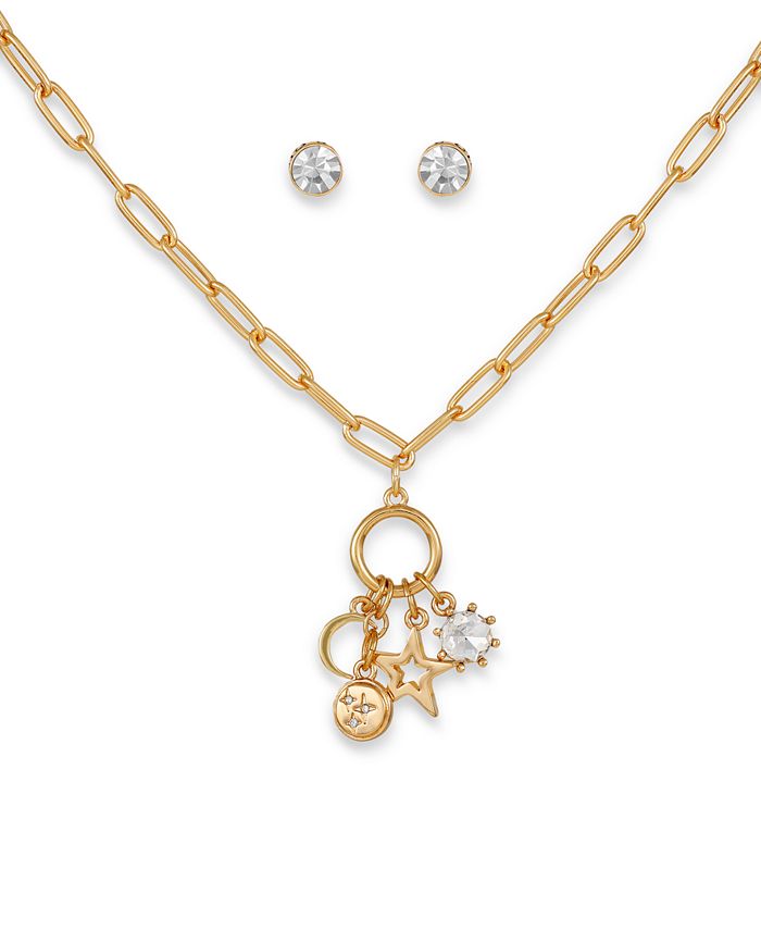 GUESS Gold-Tone 3-Pc. Set Multi-Crystal Layering Necklaces