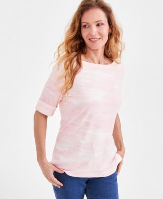 売れ筋商品|||スタイルアンドコー カットソー トップス レディース Petite Printed Elbow-Sleeve Knit Top, Exclusively at Macy's Peach Berry Combo Style & Co Petite Printed Elbow-Sleeve Knit Tunic Top