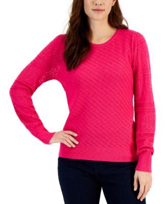 Style & Co - Women's Pointelle Mixed-Stitch Sweater
