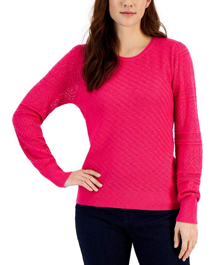 Style & Co Women's Pointelle Mixed-Stitch Sweater, Created for Macy's ...