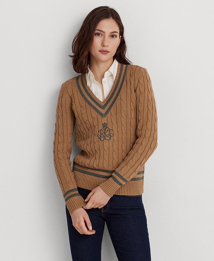 Buy a Ralph Lauren Womens Stripe Cable Knit Sweater
