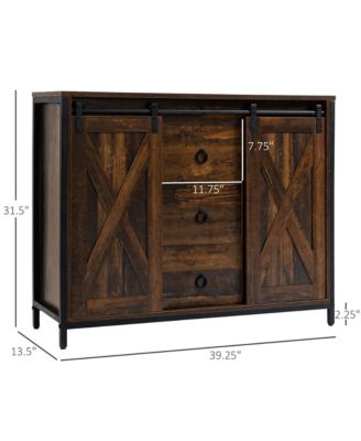 Industrial Buffet Cabinet Kitchen Sideboard with Sliding Barn Doors