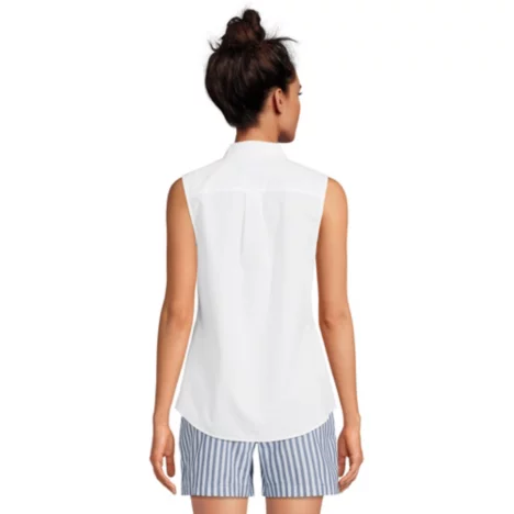 Women's No Iron Sleeveless Shirt - White