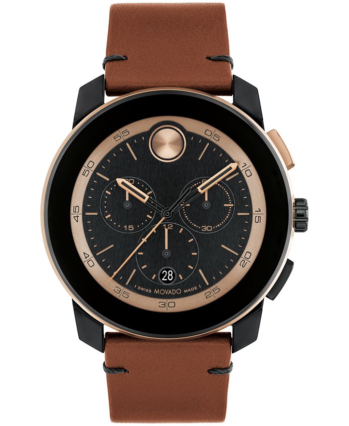 Movado Men's Bold TR90 Swiss Quartz Chronograph Cognac Leather Watch ...