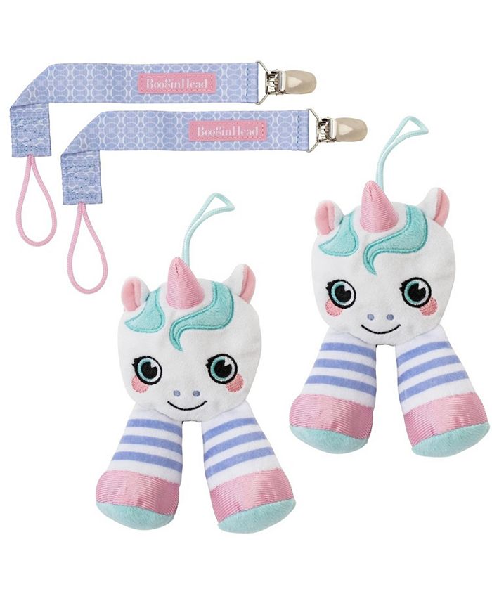 Booginhead Pacifier Holder Stuffed Animal and Baby Pacifier Clip, 2