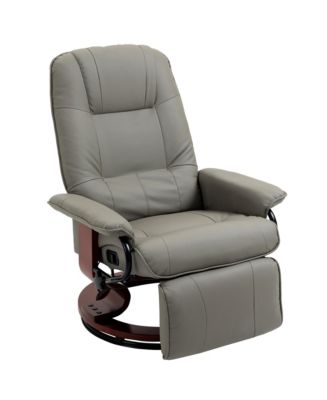 HOMCOM Faux Leather Manual Recliner with Swivel Wood Base Padded ...