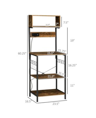 Baker's Rack with Power Outlet, USB Charger, Microwave Sd,