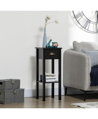 29" 2-Tier Side Table with Drawer Shelf, End Table for Living Room,