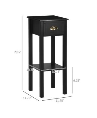 29" 2-Tier Side Table with Drawer Shelf, End Table for Living Room,