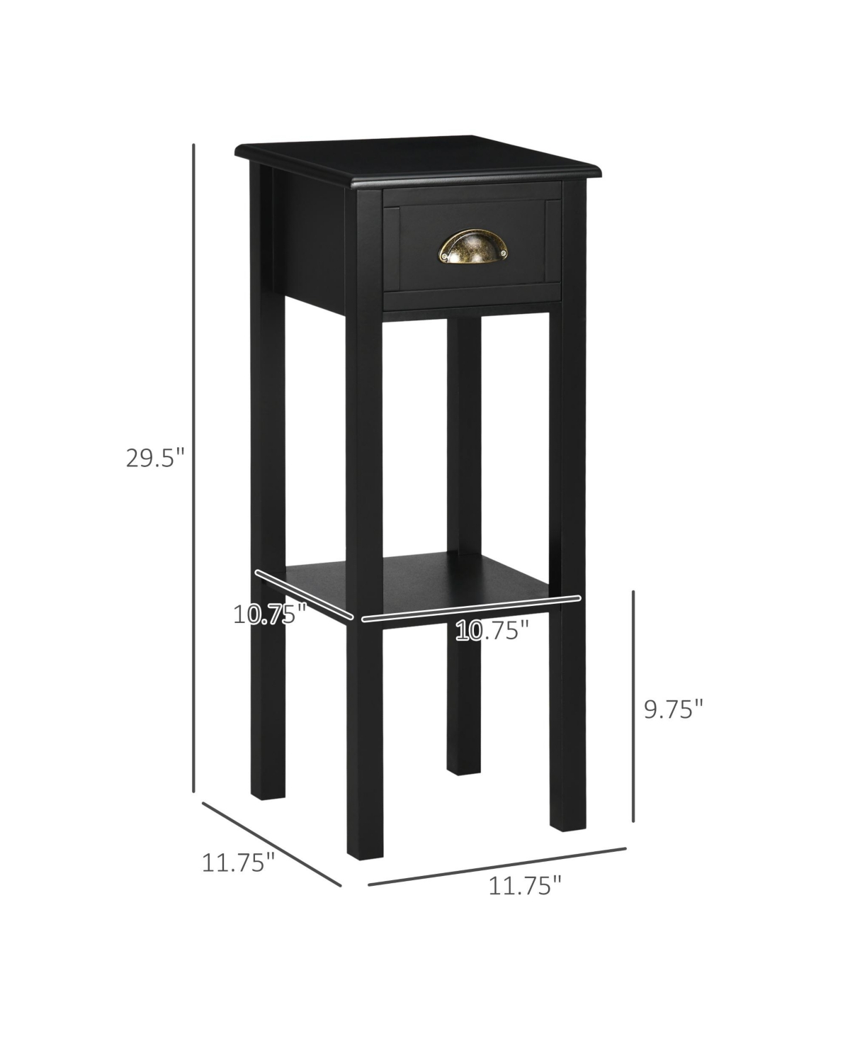 Homcom 2-Tier Side Table with Drawer Shelf, End Table for Living Room,