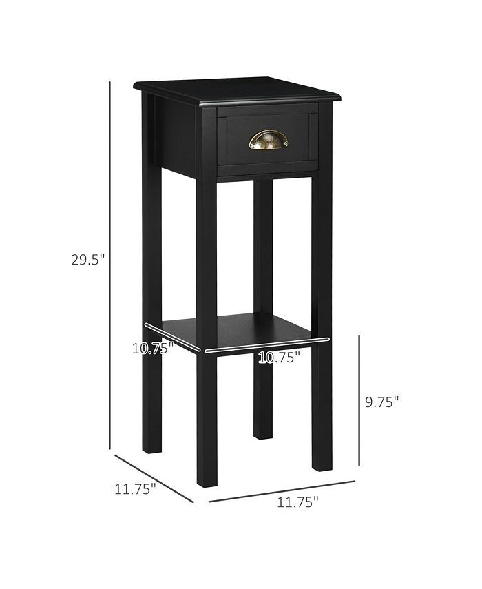 2Tier Side Table with Drawer Shelf, End Table, Black Macy's