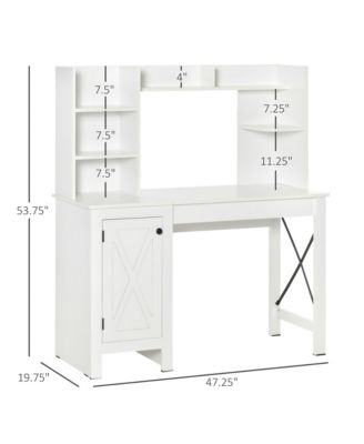 Farmhouse Computer Desk with Hutch and Cabinet, Home office Desk with Storage, for Study, White