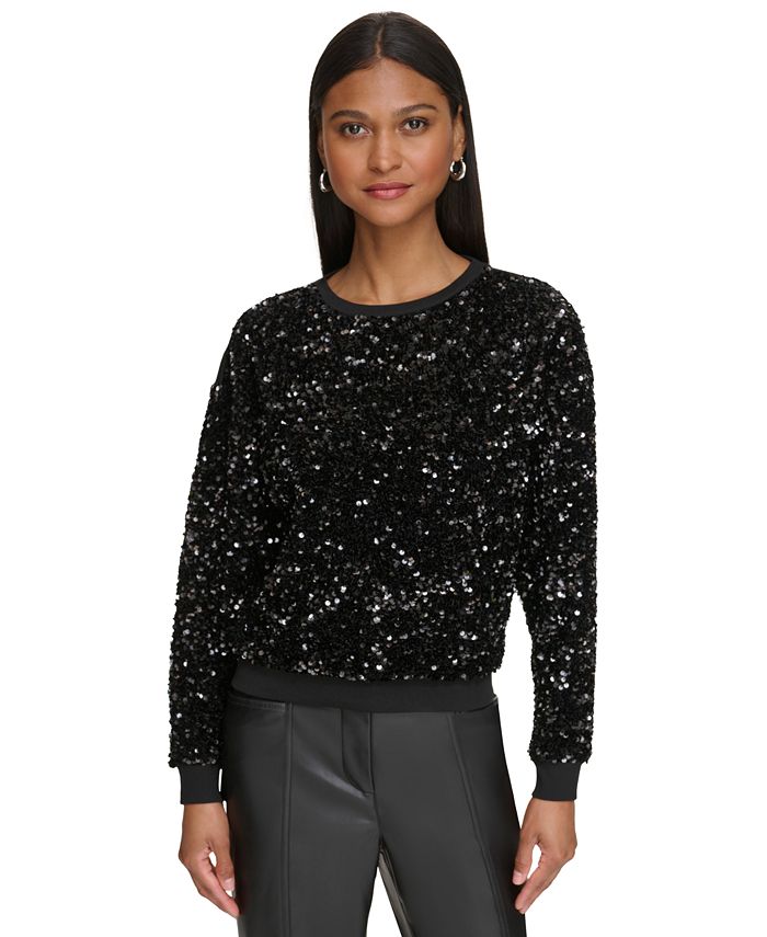 Calvin Klein Women's Sequin-Front Sweatshirt - Macy's