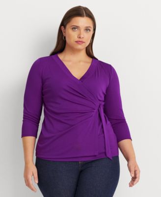 Lauren Ralph Lauren - Plus Size Jersey Faux-Wrap Top