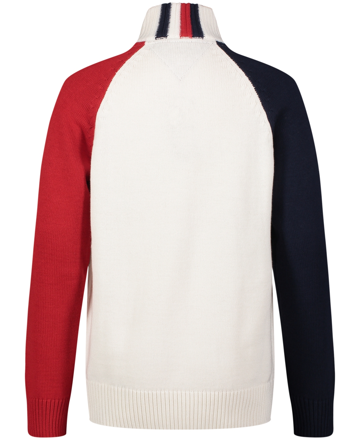 Shop Tommy Hilfiger Toddler Boys Colorblock Long Sleeve Quarter Zip Sweater In Snow White