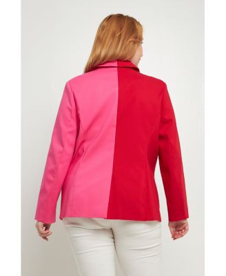 Plus Size Color Block Blazer