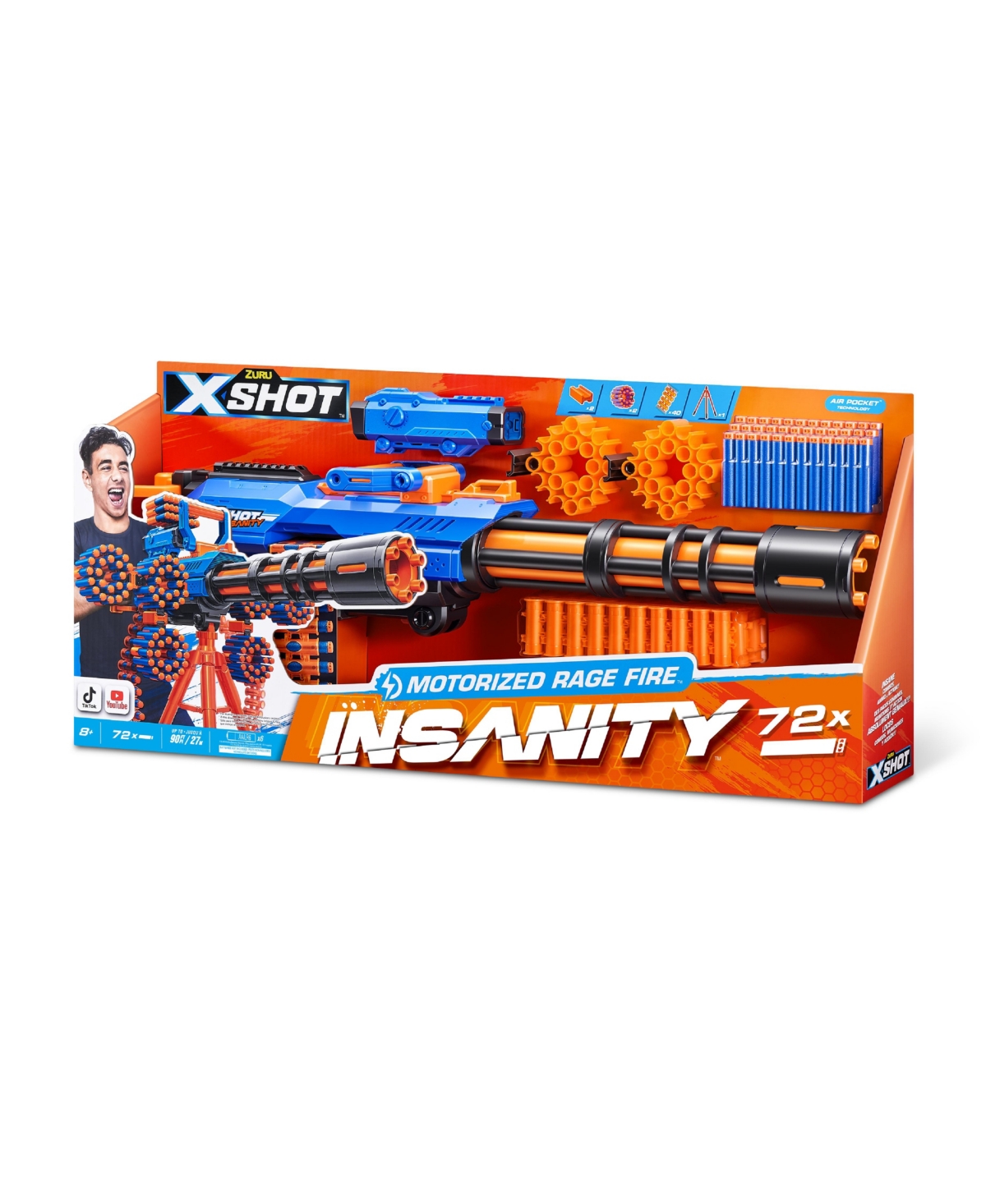 X-shot Zuru Insanity Motorized Rage Fire Gatlin Blaster In No Color