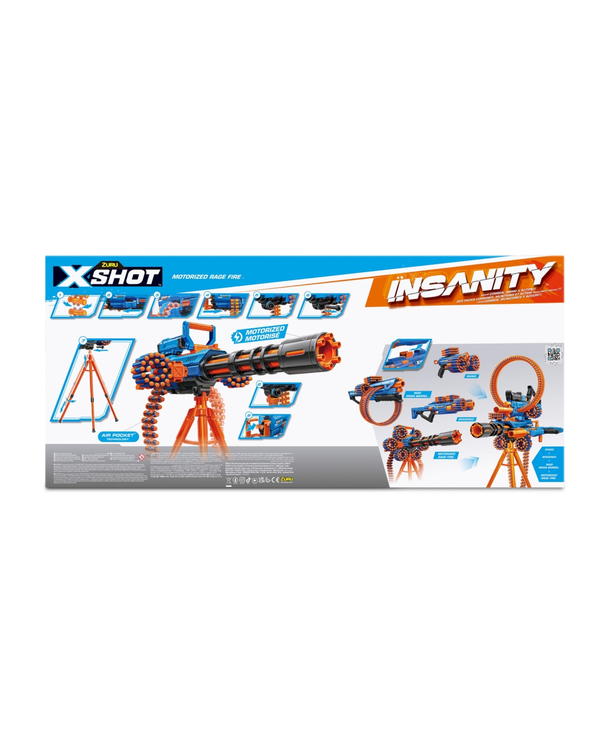 X-shot Zuru Insanity Motorized Rage Fire Gatlin Blaster In No Color