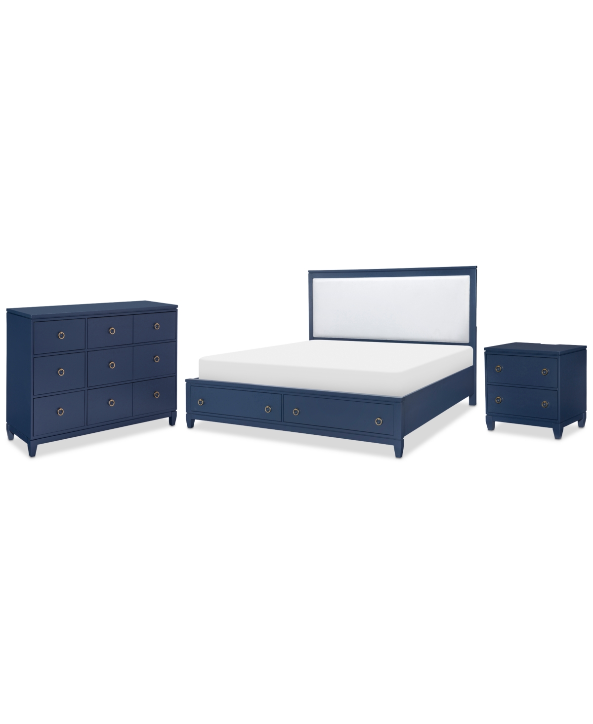 Summerland 3pc Bedroom Set (Queen Upholstered Storage Bed, Dresser, Nightstand)