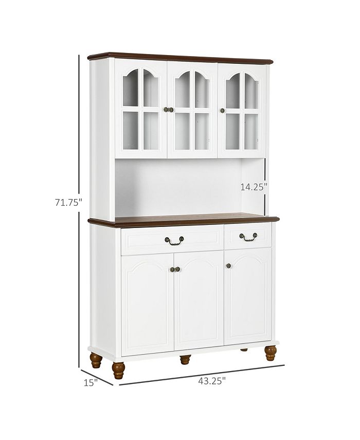 HOMCOM Dining Room Kitchen Hutch Storage Cabinet with Antique Details ...