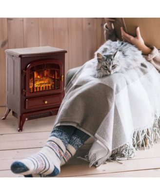 Freesding Electric Fireplace Heater with LED Log Flames,