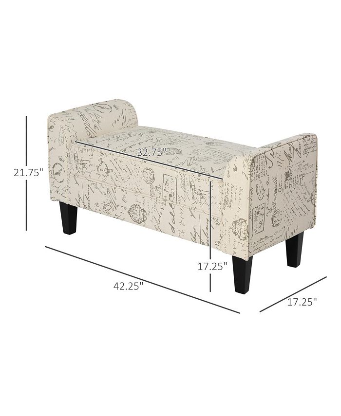 Contemporary Linen Armed Ottoman Bench Home Decor Beige Macy's