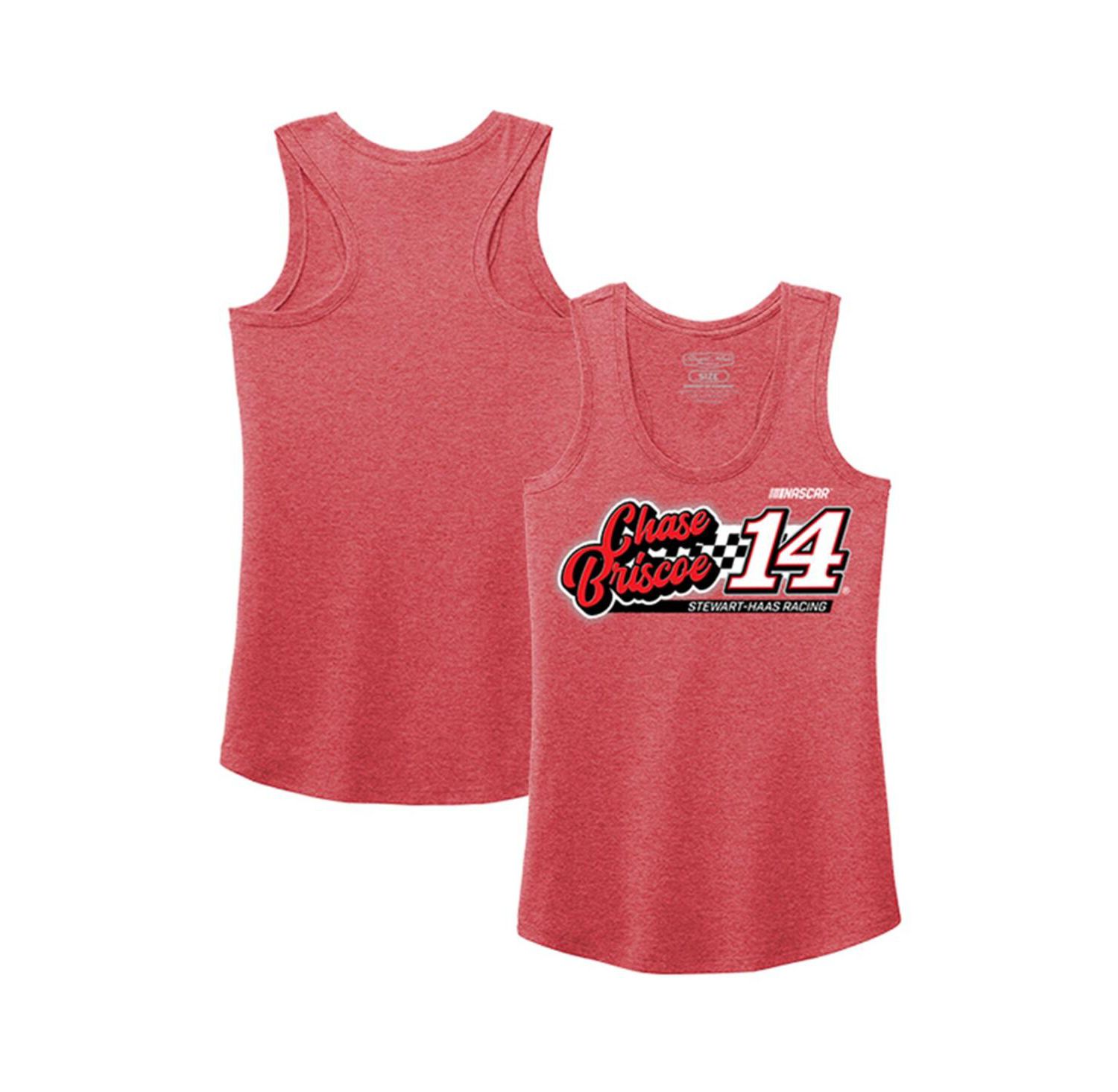 Women's Heather Red Chase Briscoe 2023 #14 Finish Line Tri-Blend Racerback Tank Top