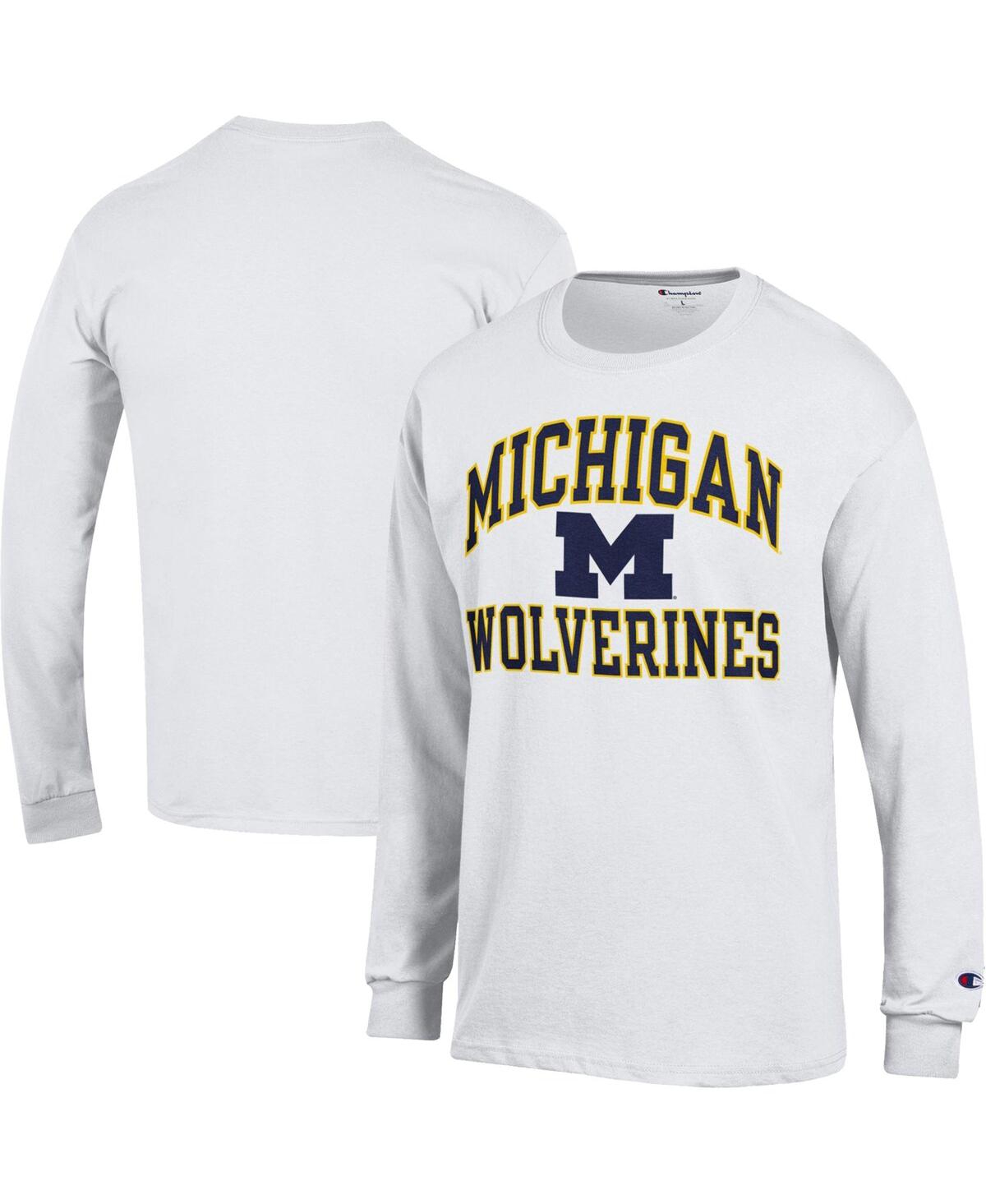Men's ChampionMichigan Wolverines High Motor Long Sleeve T-shirt - White